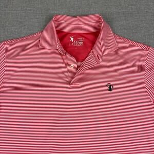 FG Tech Polo Shirt Mens L Red Striped Golf Short Sleeve Calusa Pines